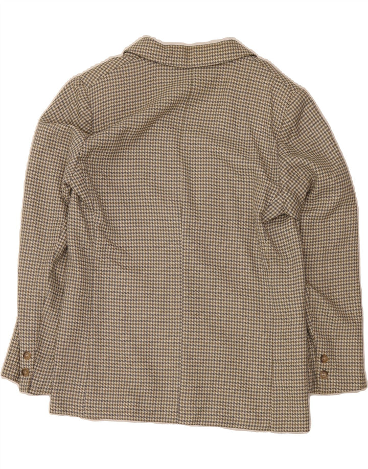 HAPPENING Womens 2 Button Blazer Jacket EU 42 Large Beige Houndstooth Wool Vintage Happening and Second-Hand Happening from Messina Hembry 