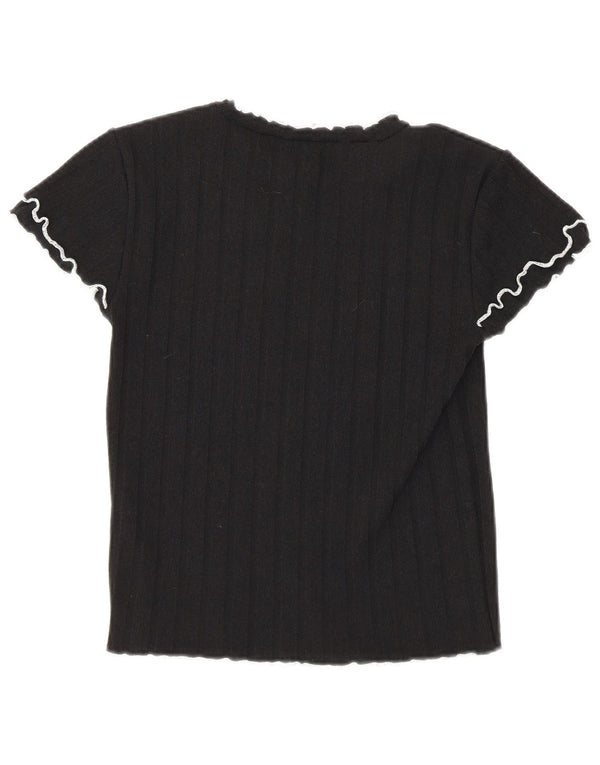 Zara Womens Crop T-Shirt Top UK 12 Medium Black Polyester