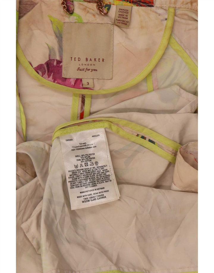 Ted Baker Womens Hooded Rain Jacket Size 3 Medium Multicoloured Floral