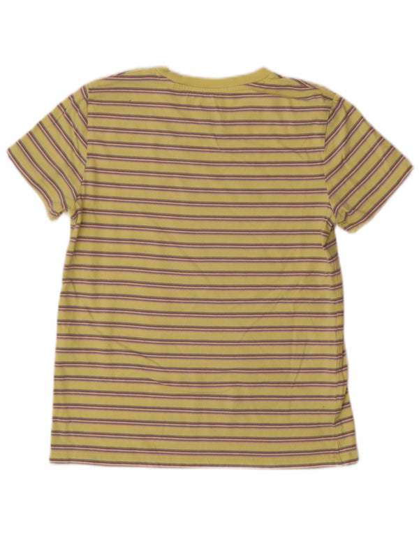 Levi's Womens T-Shirt Top UK 2 2XS Yellow Striped Cotton