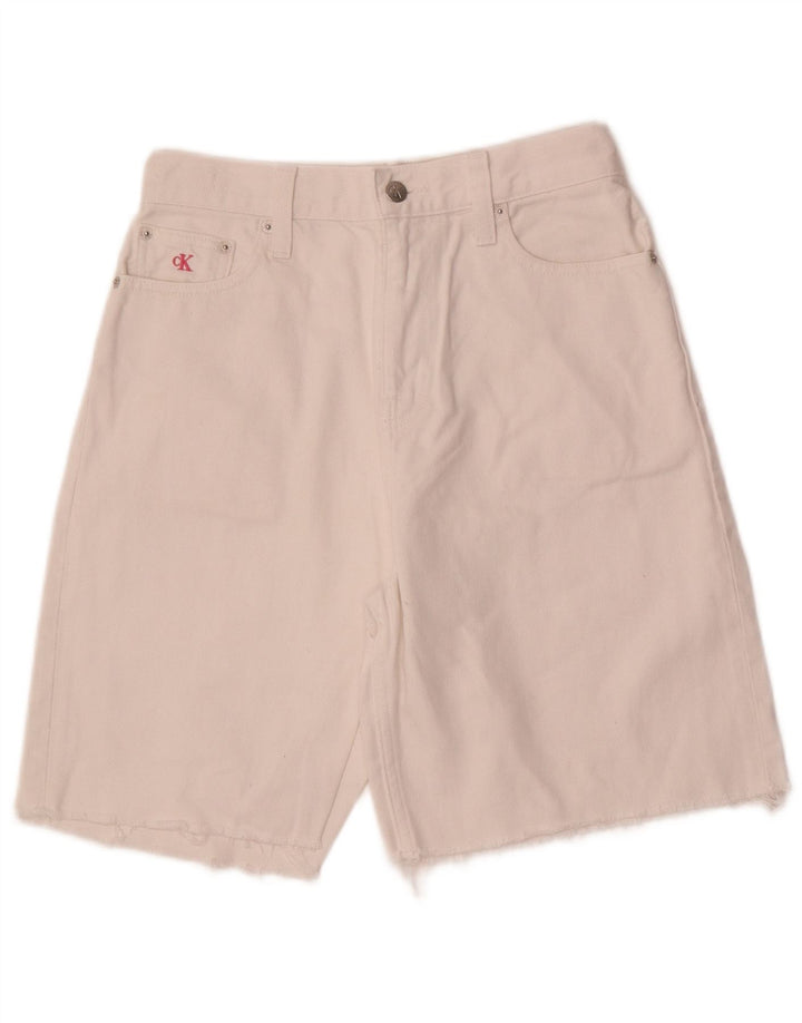 CALVIN KLEIN Womens Denim Shorts W26 Small White Cotton