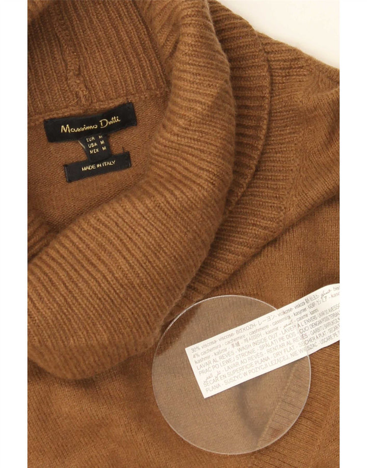 Massimo Dutti Womens Roll Neck Jumper Sweater UK 14 Medium Brown Viscose