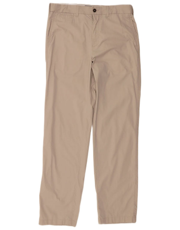 Marks & Spencer Mens Straight Chino Trousers W34 L33 Beige Cotton