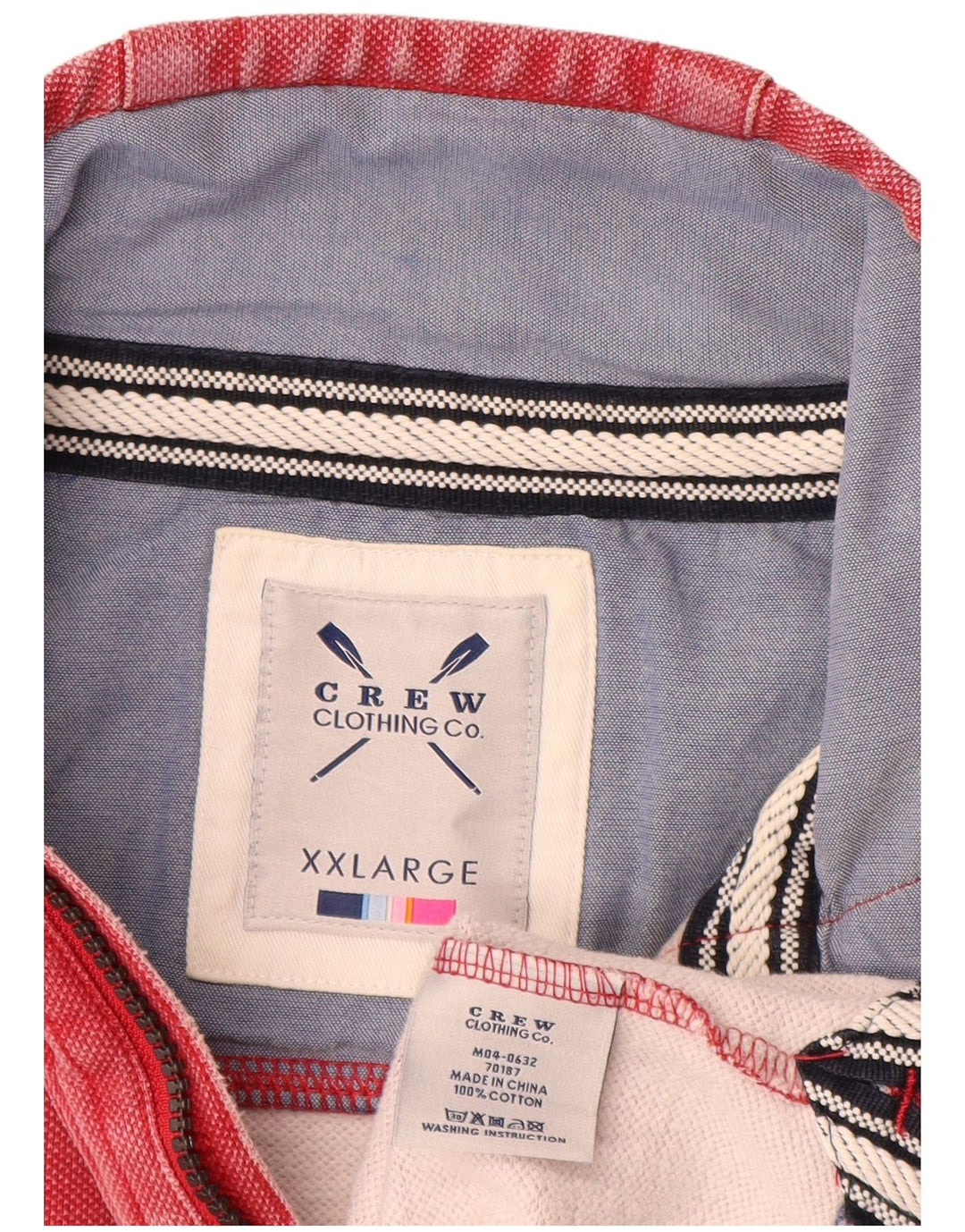 Crew Clothing Mens Zip Neck Sweatshirt Jumper 2XL Red Cotton