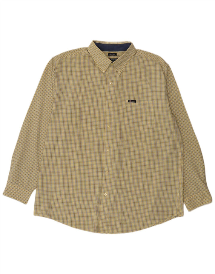Chaps Mens Easy Care Shirt XL Yellow Check Cotton