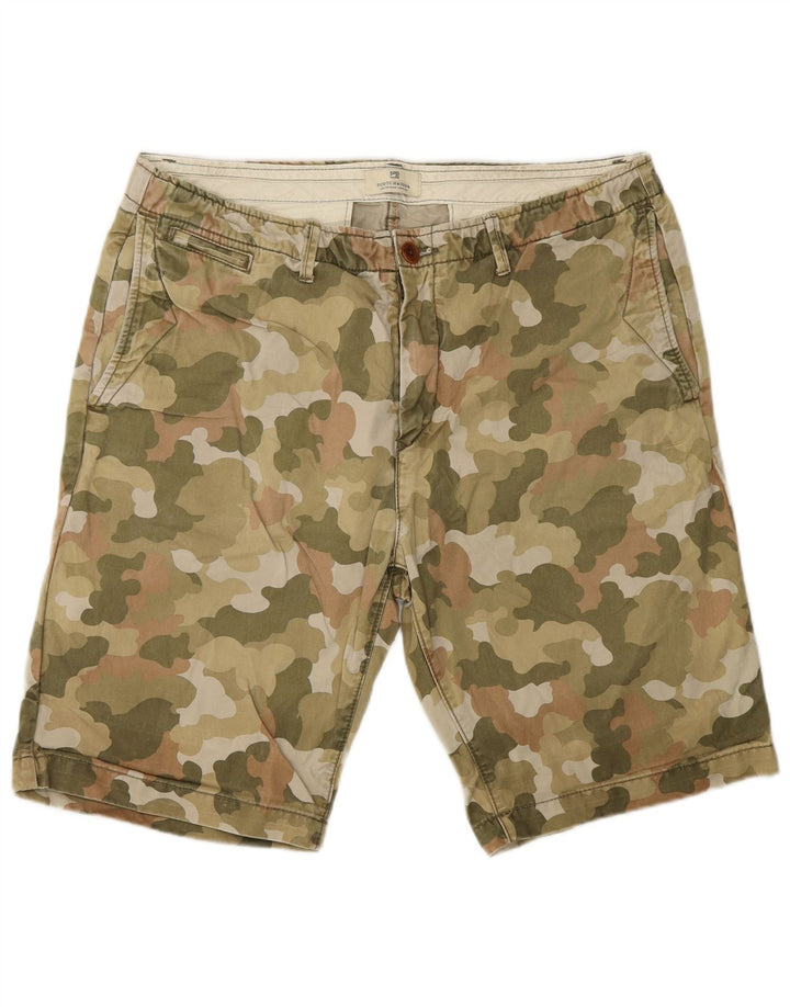 SCOTCH & SODA Mens Chino Shorts W33 Medium Khaki Camouflage Cotton