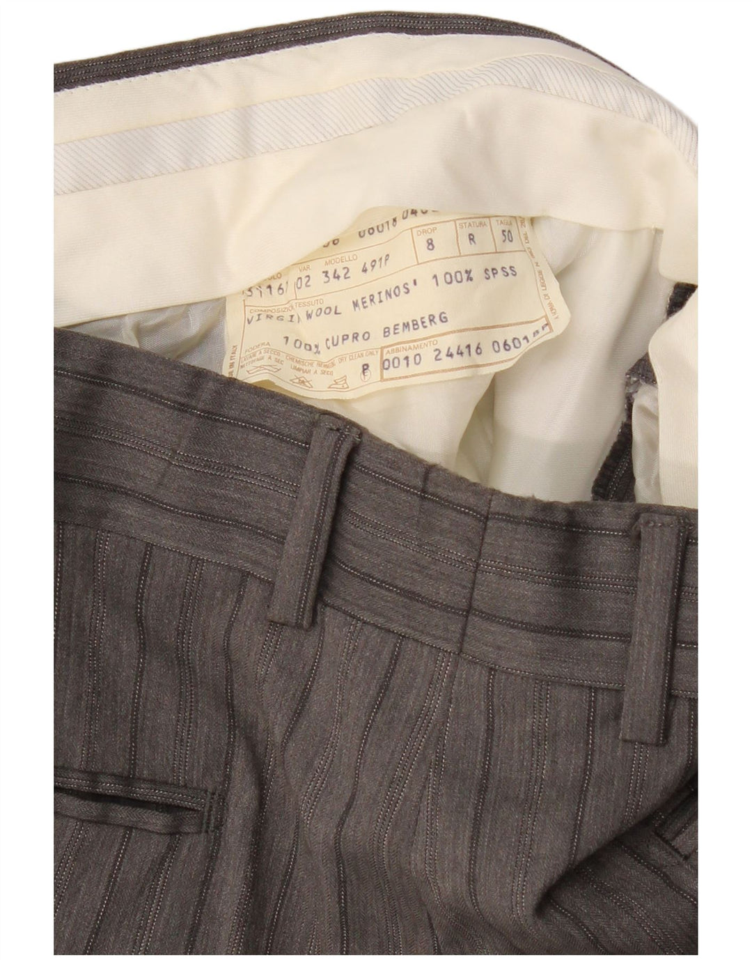 VINTAGE Mens Pegged Suit Trousers IT 50 Large W30 L32 Grey Striped