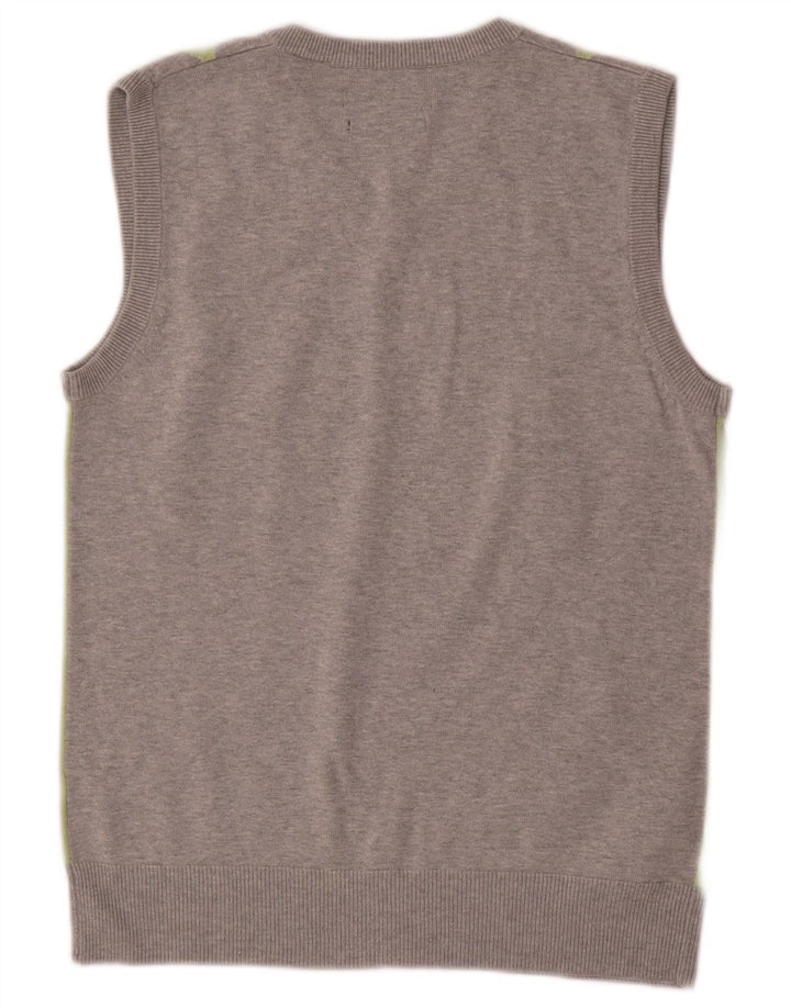 Ben Sherman Mens Vest Tank Top Small Grey Argyle/Diamond Cotton