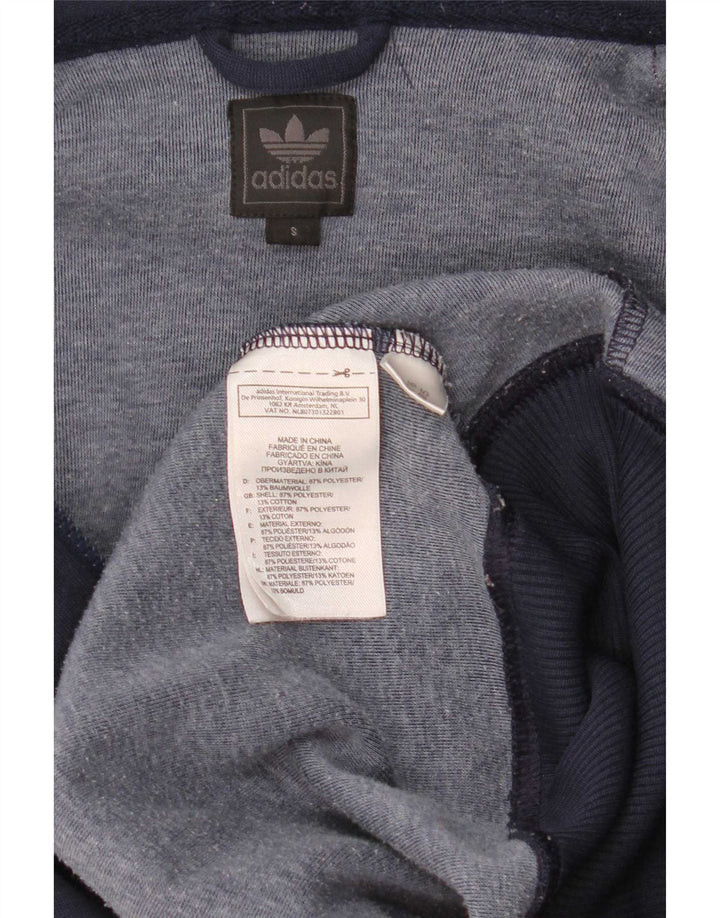 Adidas Mens Graphic Zip Hoodie Sweater Small Navy Blue Polyester
