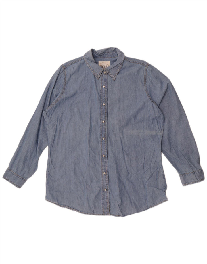 Izod Womens Denim Shirt UK 16 Large Blue Cotton