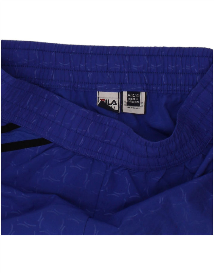 FILA Girls Sport Shorts 10-11 Years Medium Blue Geometric Polyester