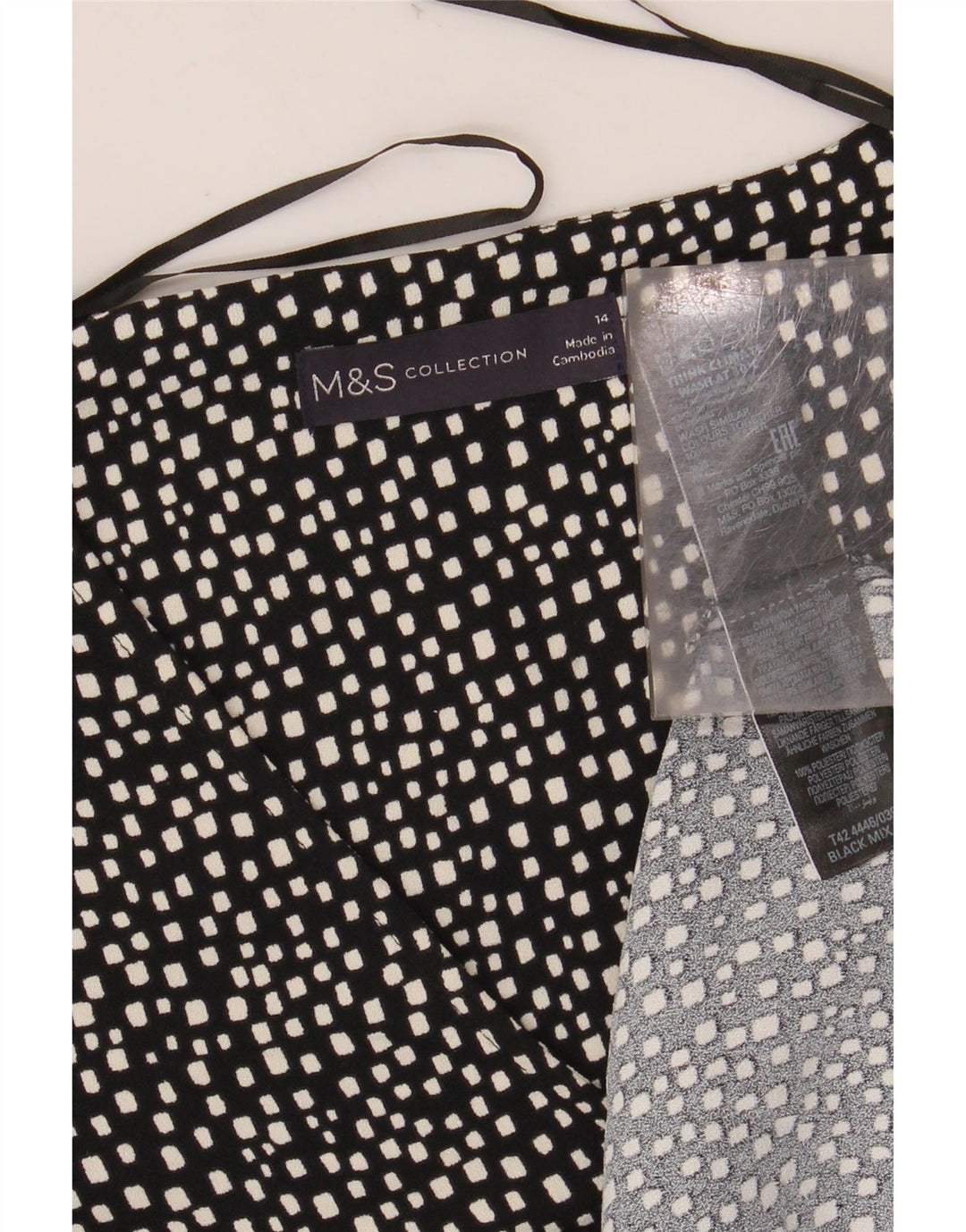 MARKS & SPENCER Womens Shift Dress UK 14 Large Black Geometric Polyester