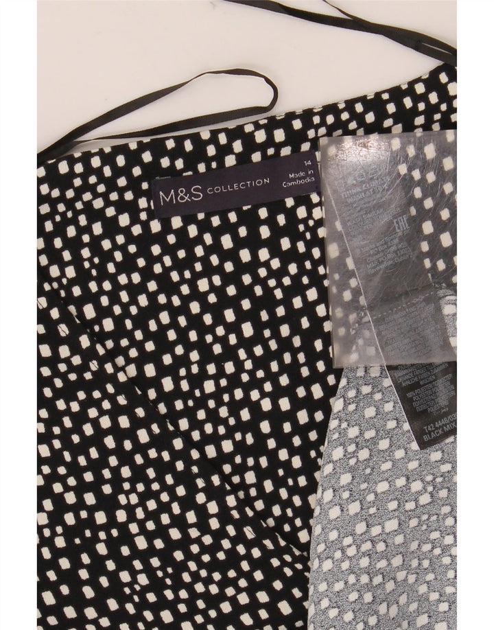 MARKS & SPENCER Womens Shift Dress UK 14 Large Black Geometric Polyester