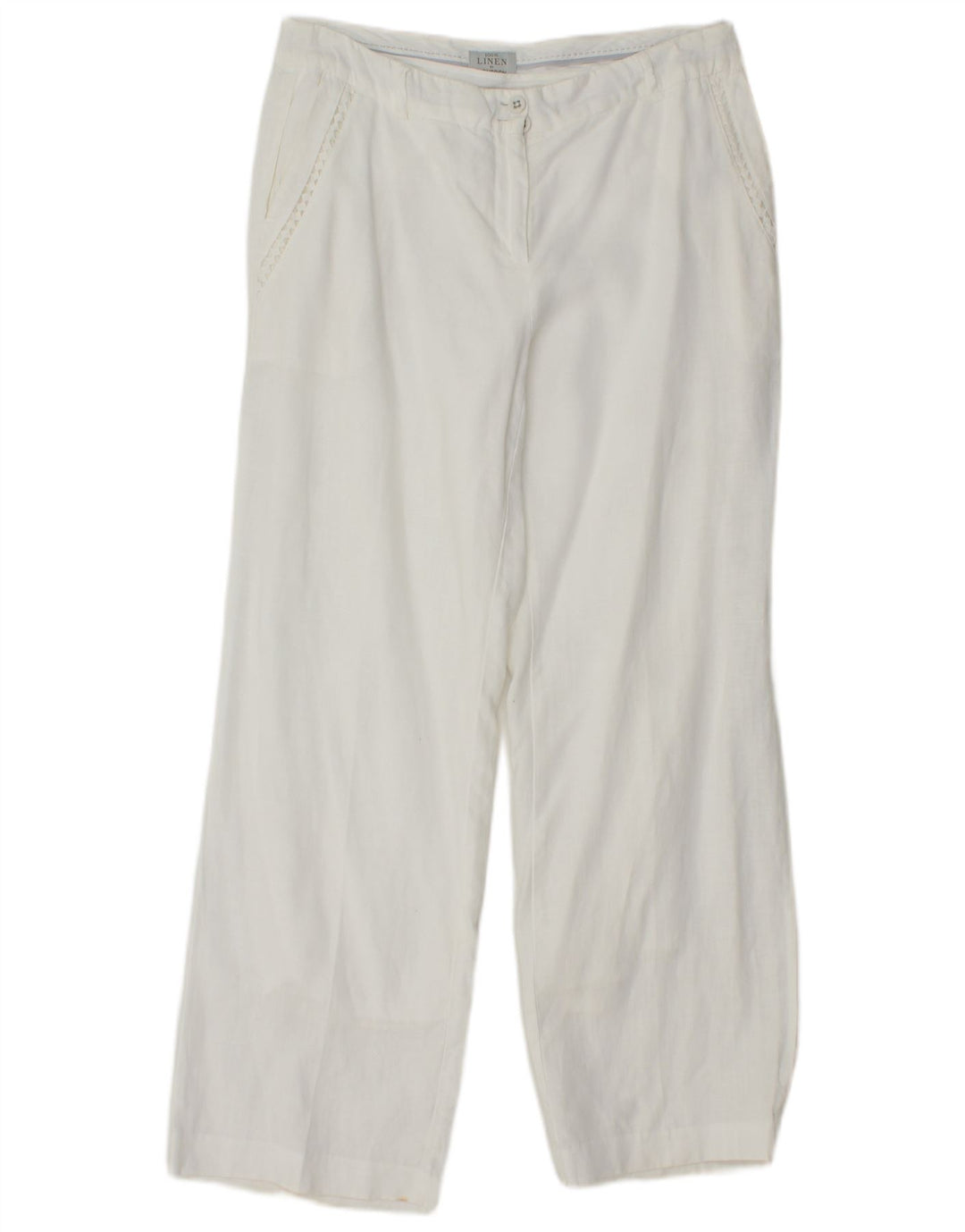 MONSOON Womens Straight Chino Trousers UK 10 Small W27 L28 White Linen