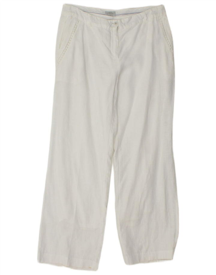 MONSOON Womens Straight Chino Trousers UK 10 Small W27 L28 White Linen