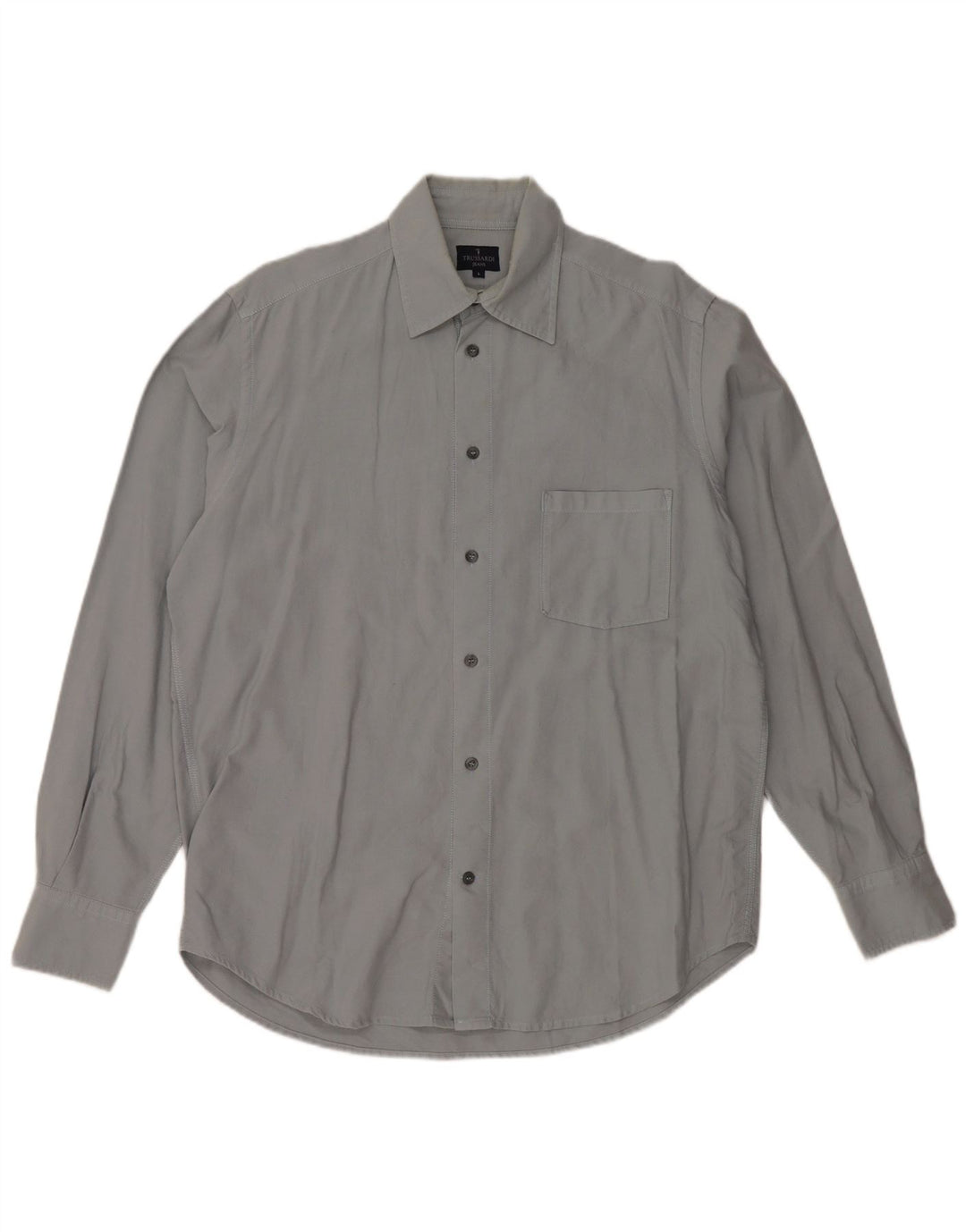 TRUSSARDI JEANS Mens Shirt Large Grey Cotton