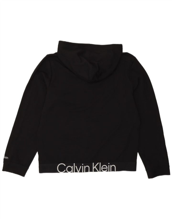 Calvin Klein Mens Graphic Zip Neck Hoodie Jumper Large Black Polyester
