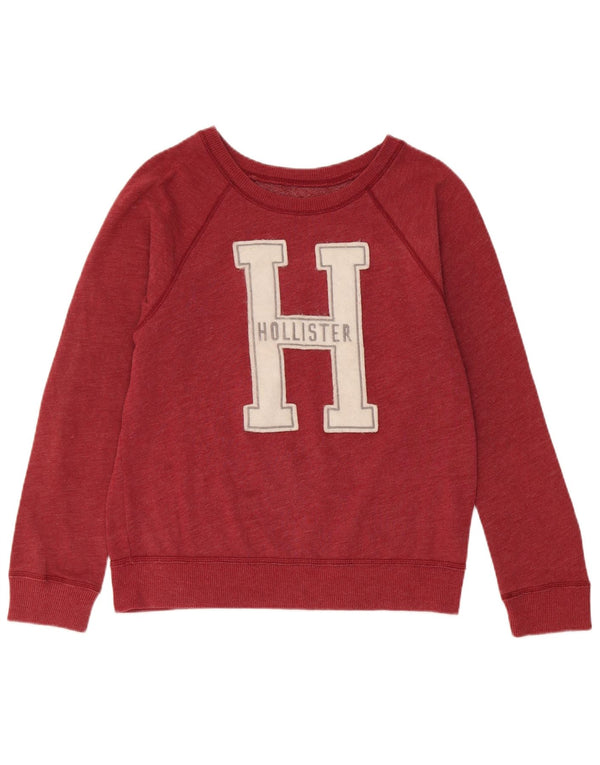 Hollister Womens Graphic Sweatshirt Jumper UK 14 Medium Red Cotton