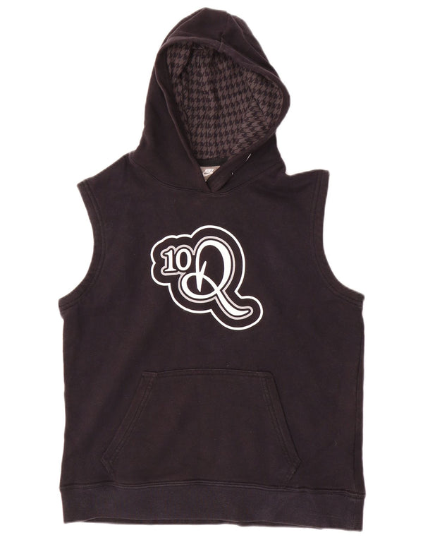 NIKE Boys Graphic Sleeveless Hoodie Jumper 10-11 Years Medium Black Cotton