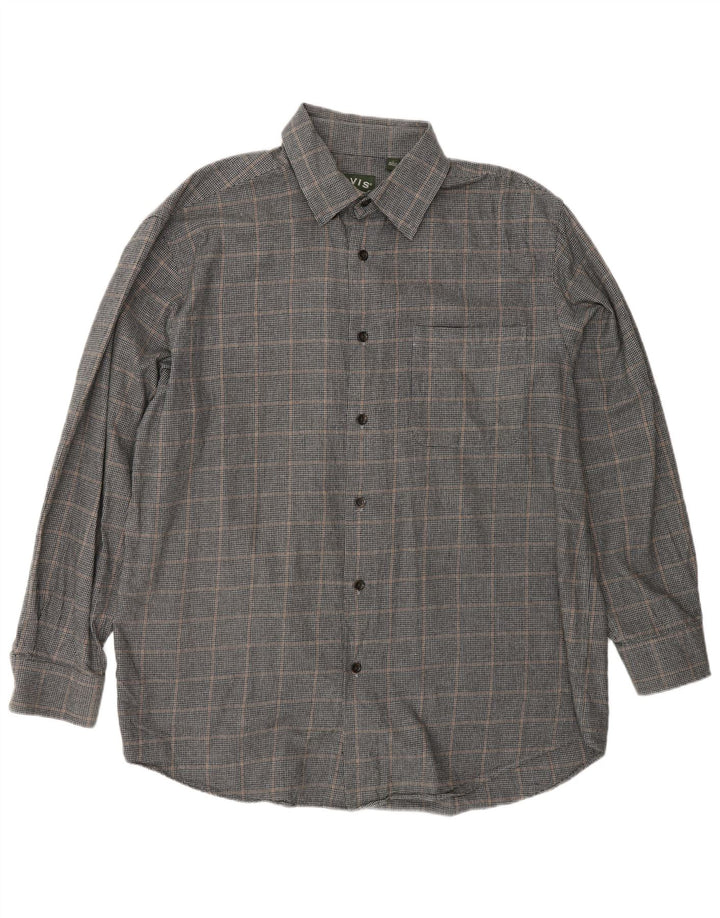 Orvis Mens Flannel Shirt Large Green Houndstooth Cotton