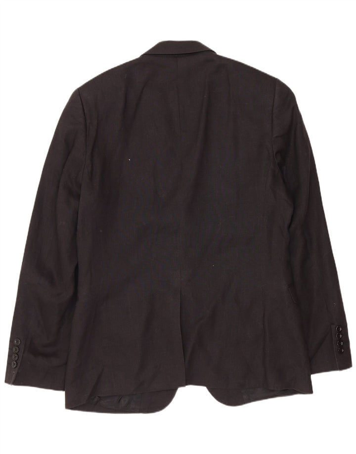 DKNY Mens Slim Fit 1 Button Blazer Jacket UK 40 Large Black Wool