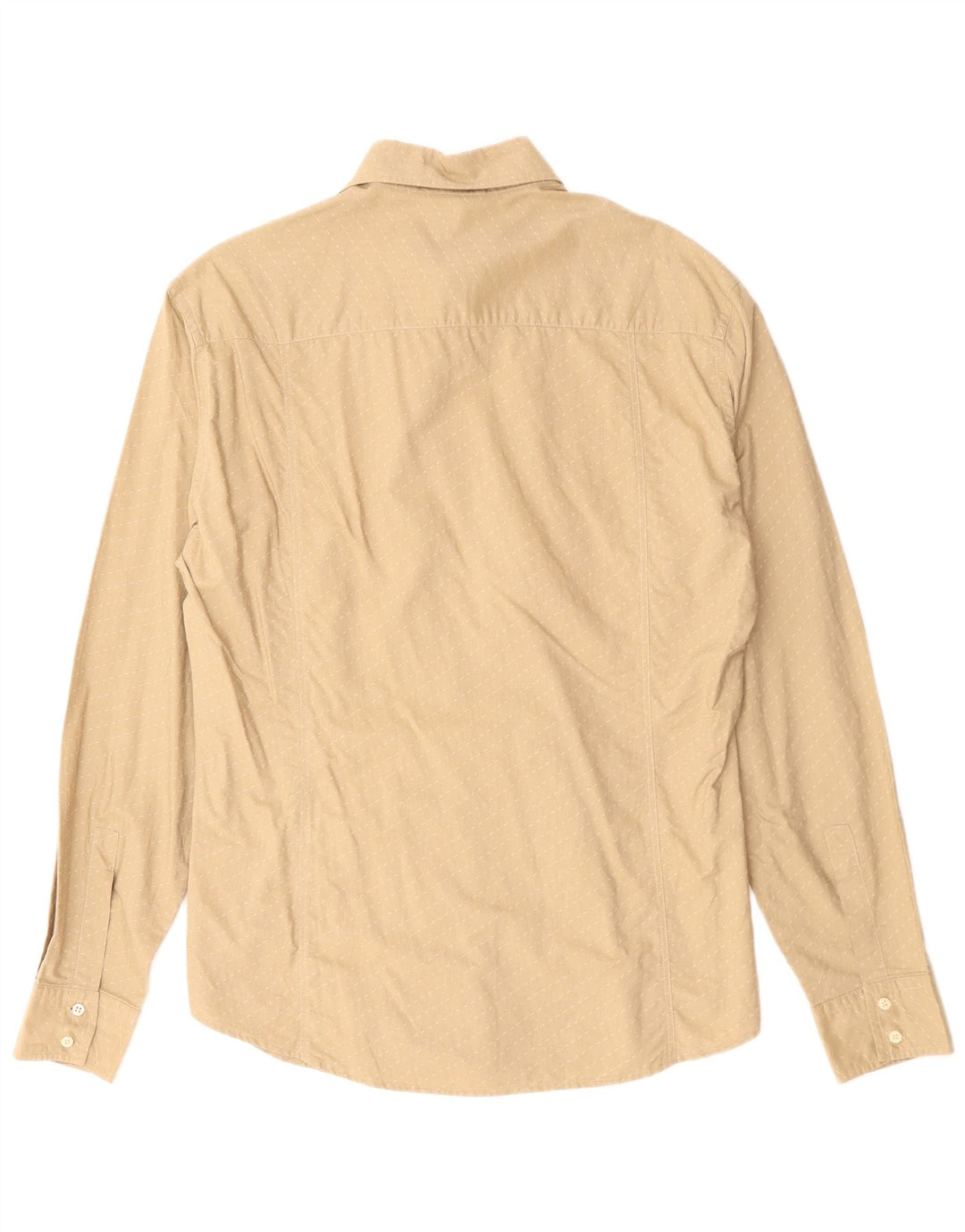 Armani Jeans Mens Shirt Large Beige Striped Cotton