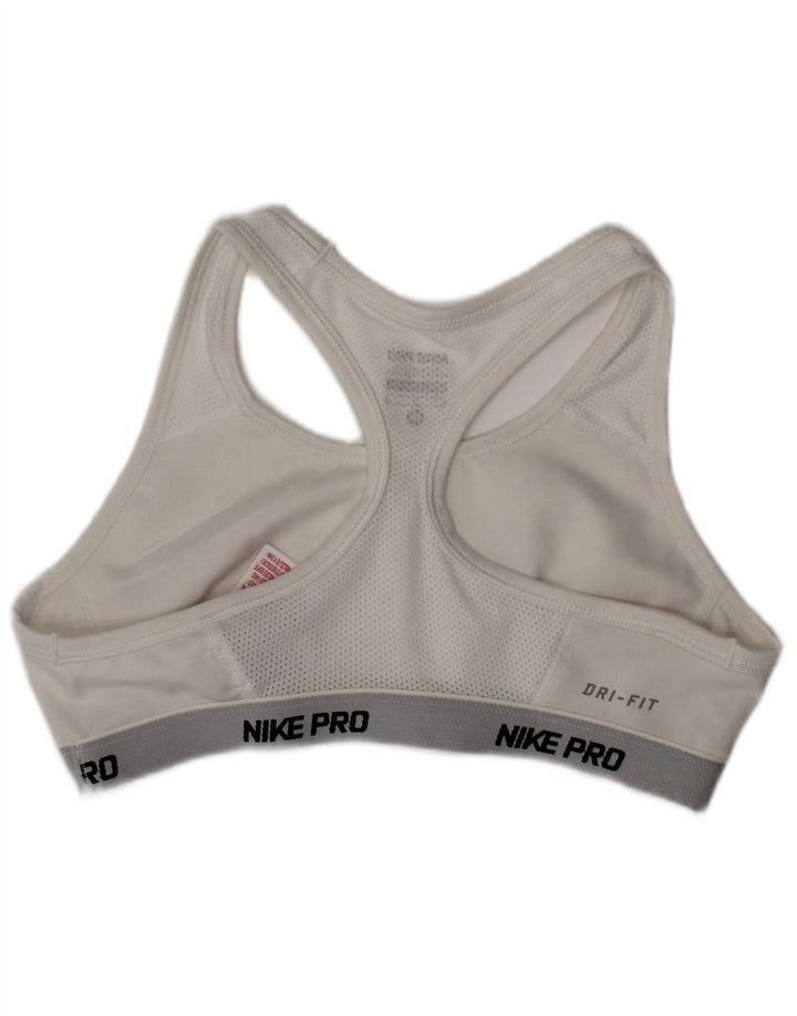 Nike Womens Dri Fit Graphic Sport Bra Top Medium White Polyester Sports