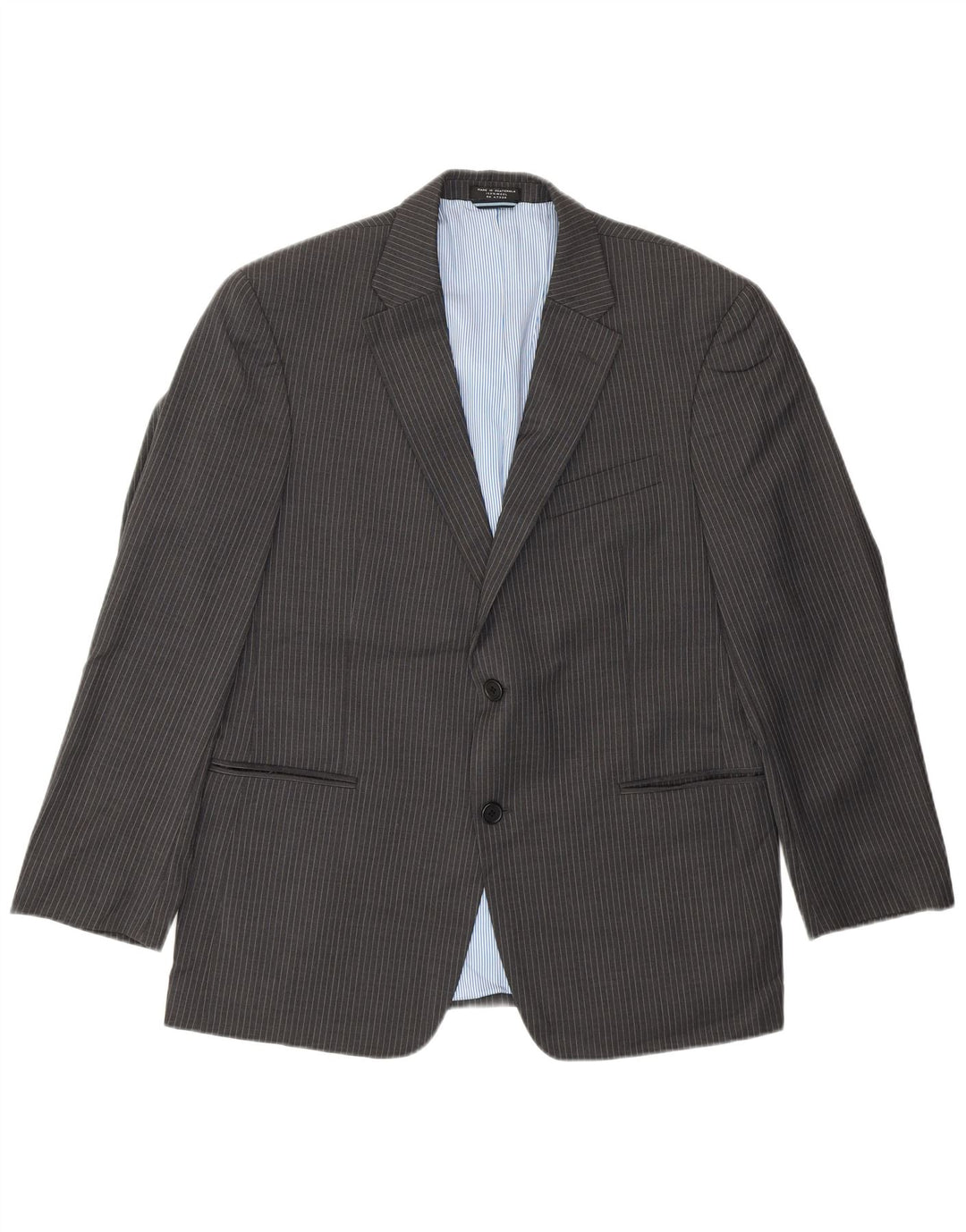 Tommy Hilfiger Mens 2 Button Blazer Jacket UK 40 Large Grey Pinstripe Wool