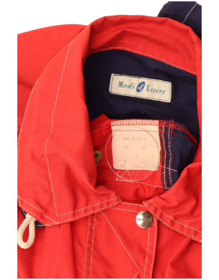 Vintage Womens Utility Jacket UK 16 Large Red Colourblock Polyester