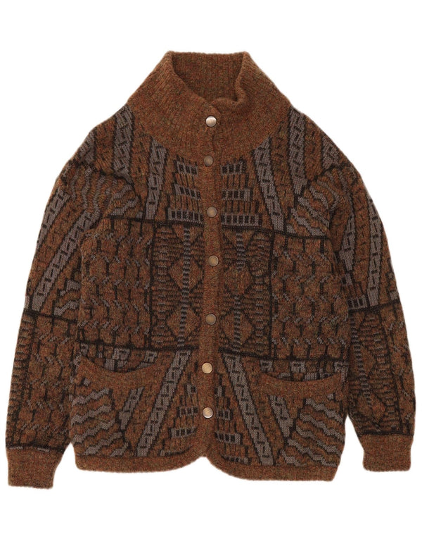 GEIGER Womens Cardigan Sweater EU 38 Medium Brown Geometric