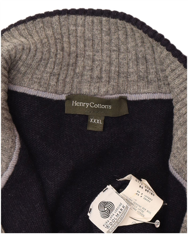 Henry Cottons Mens Cardigan Sweater 3XL Navy Blue Wool