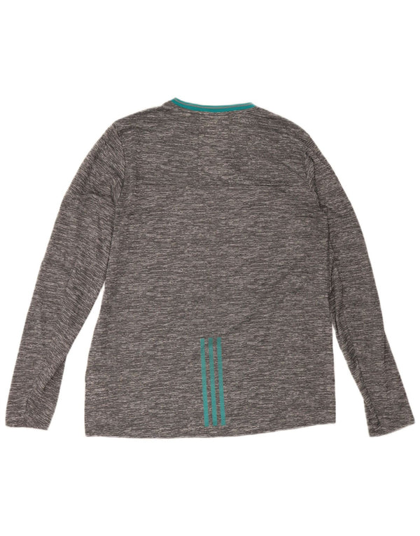Adidas Mens Climalite Top Long Sleeve Large Grey Flecked Polyester