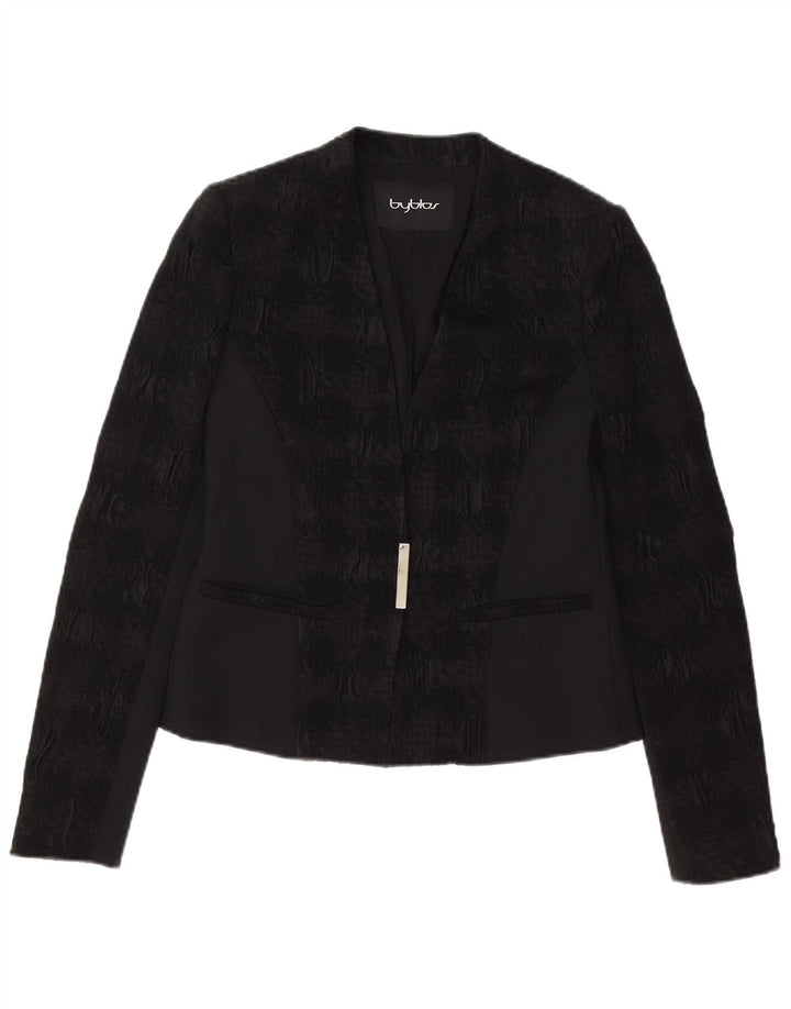 BYBLOS Womens Blazer Jacket IT 40 Small Black Colourblock Acetate