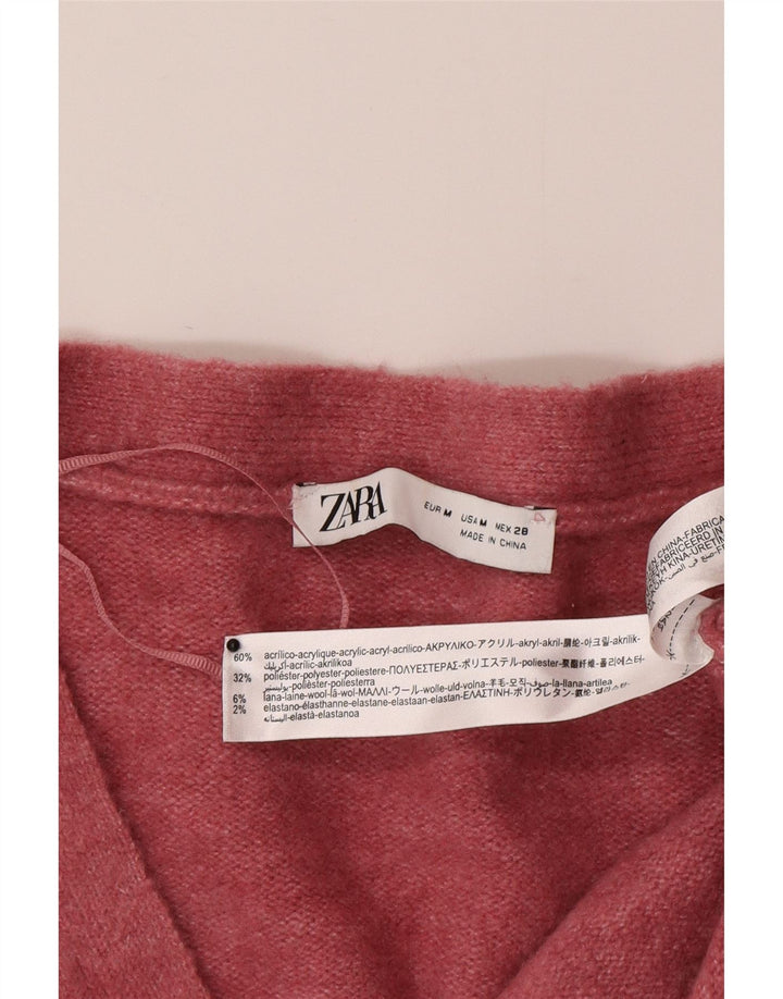Zara Womens Oversized Cardigan Sweater UK 14 Medium Pink Acrylic