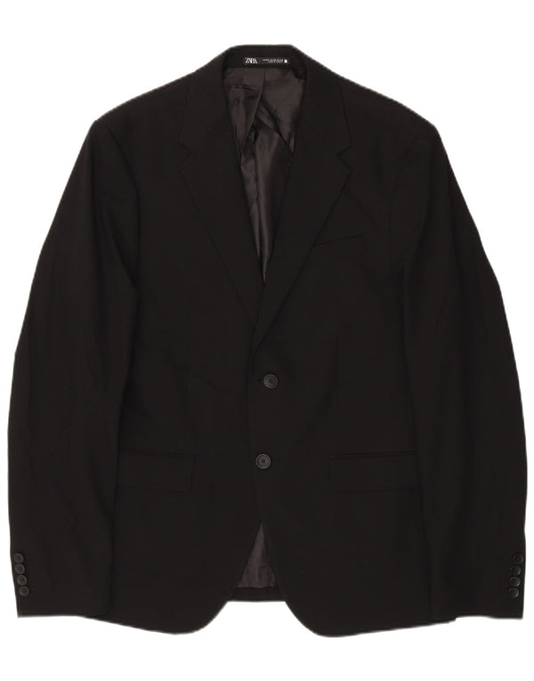 Zara Mens 2 Button Blazer Jacket EU 50 Medium Black
