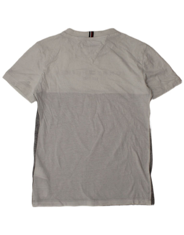 TOMMY HILFIGER Boys Graphic T-Shirt Top 9-10 Years Grey Colourblock Cotton