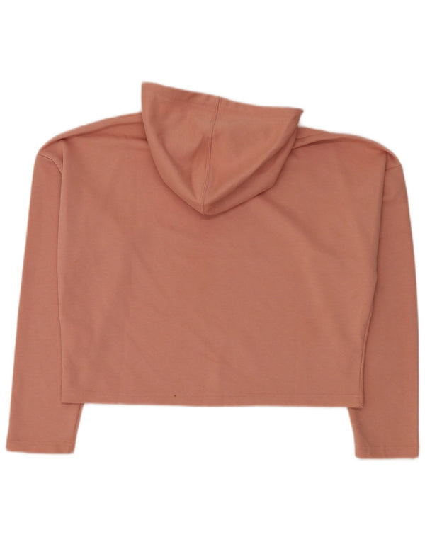 PUMA Womens Oversized Crop Graphic Hoodie Jumper UK 12 Medium Pink