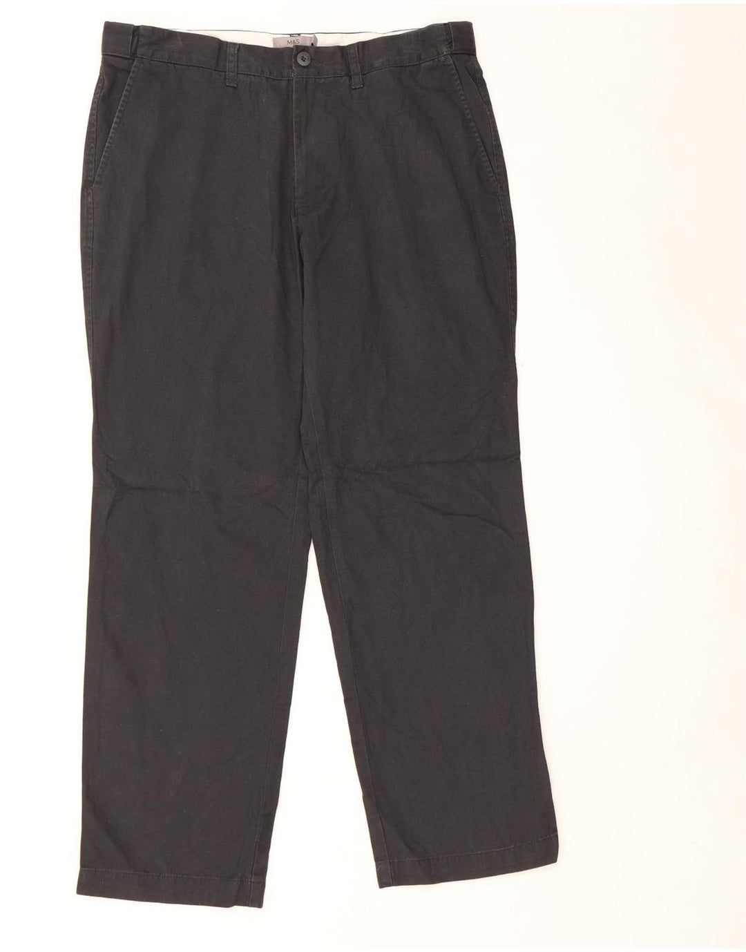 Marks & Spencer Mens Regular Regular Fit Chino Trousers W36 L31 Black
