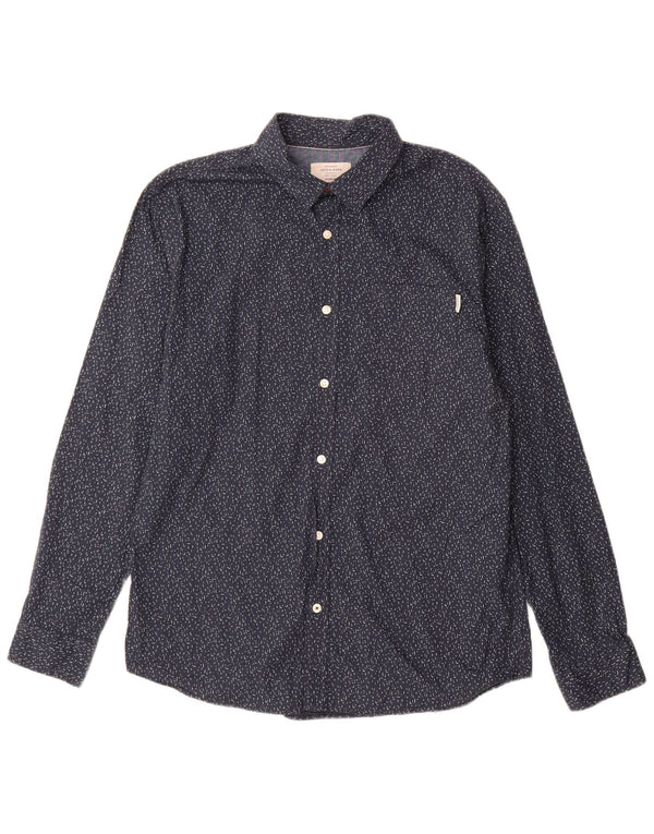 Jack & Jones Mens Shirt XL Navy Blue Spotted Cotton