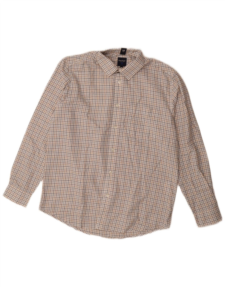 James Pringle Mens Flannel Shirt Medium Off White Check Polyester