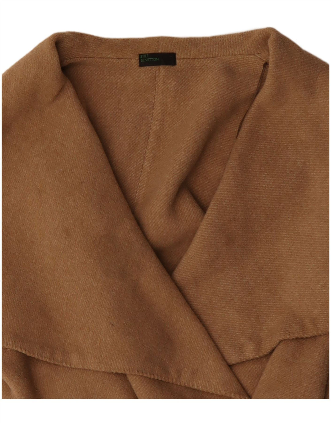 BENETTON Womens Open Overcoat UK 18 XL Brown Polyester