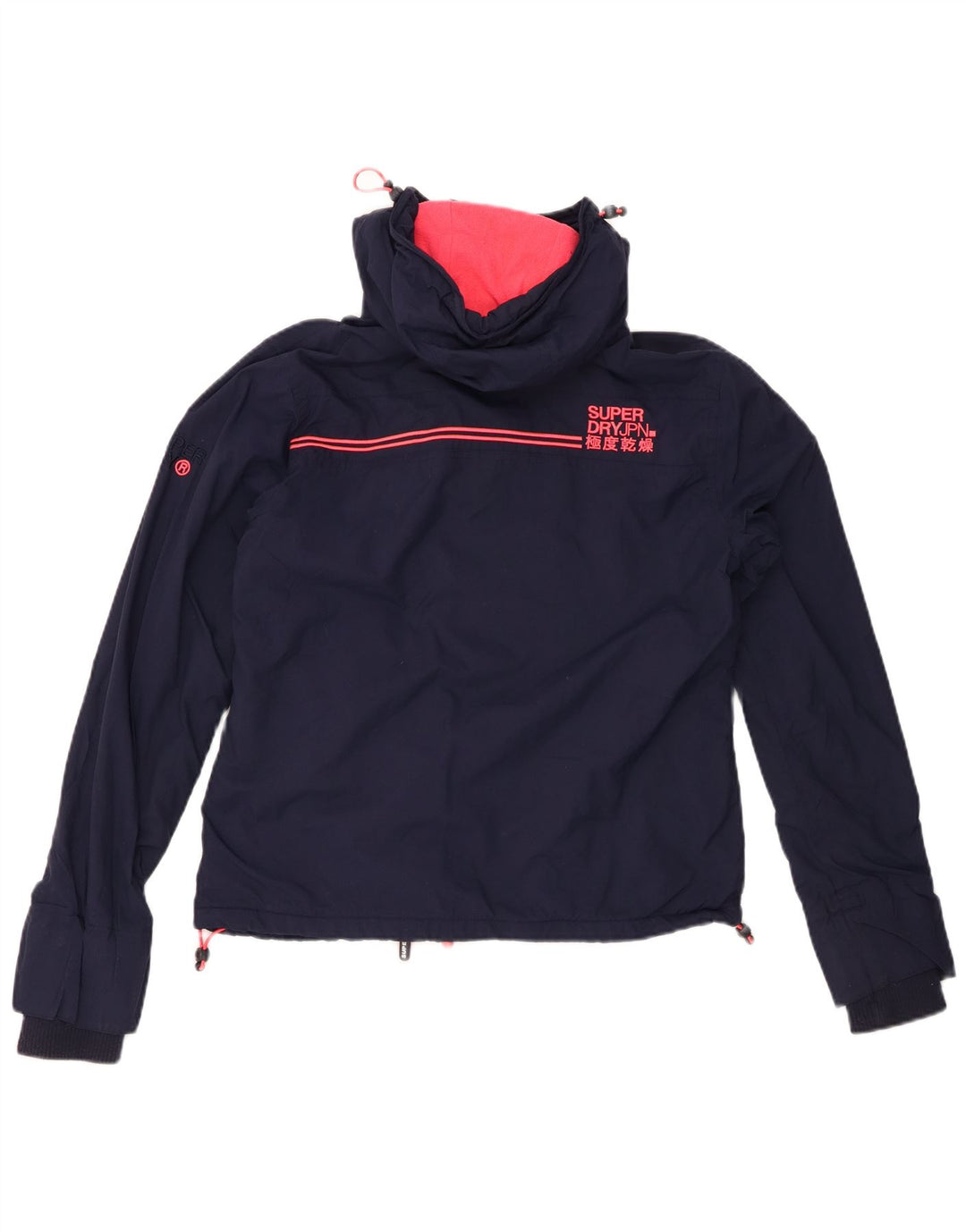 SUPERDRY Womens Graphic Windbreaker Jacket UK 14 Medium Navy Blue