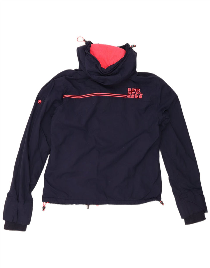 SUPERDRY Womens Graphic Windbreaker Jacket UK 14 Medium Navy Blue
