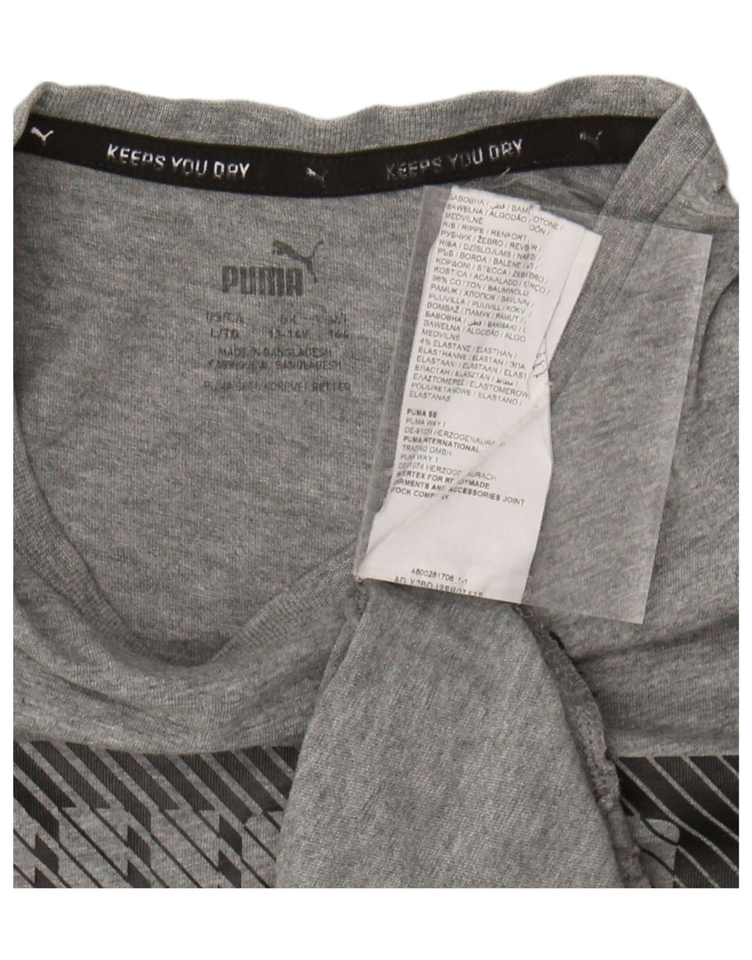 Puma Boys Graphic T-Shirt Top 13-14 Years Large Grey Cotton