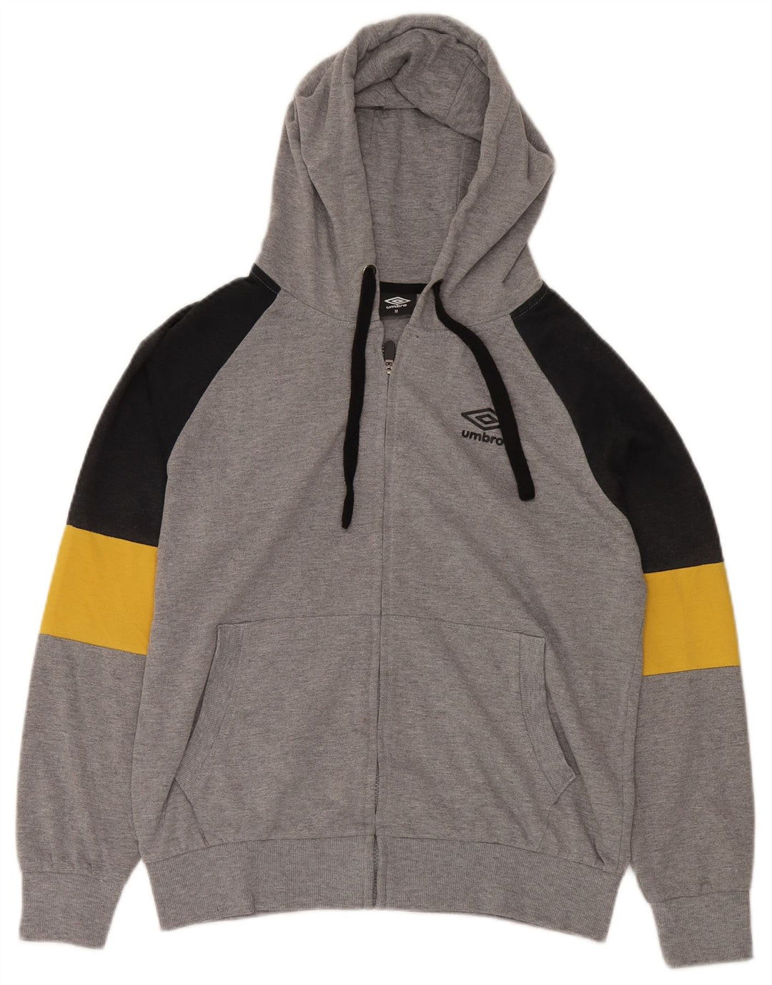 UMBRO Mens Zip Hoodie Sweater Medium Grey Colourblock Cotton