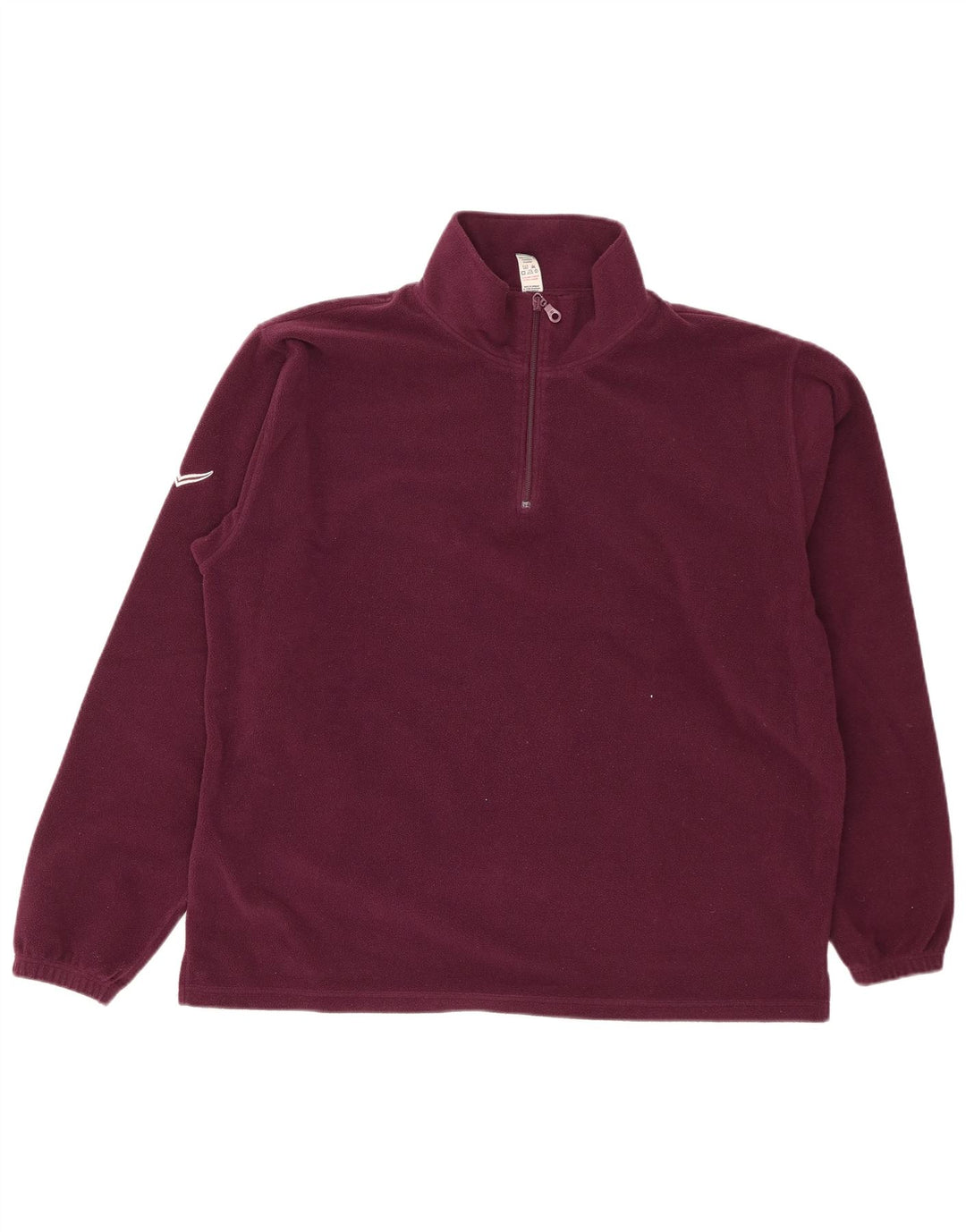 Trigema Mens Zip Neck Fleece Jumper Large Burgundy Polyester