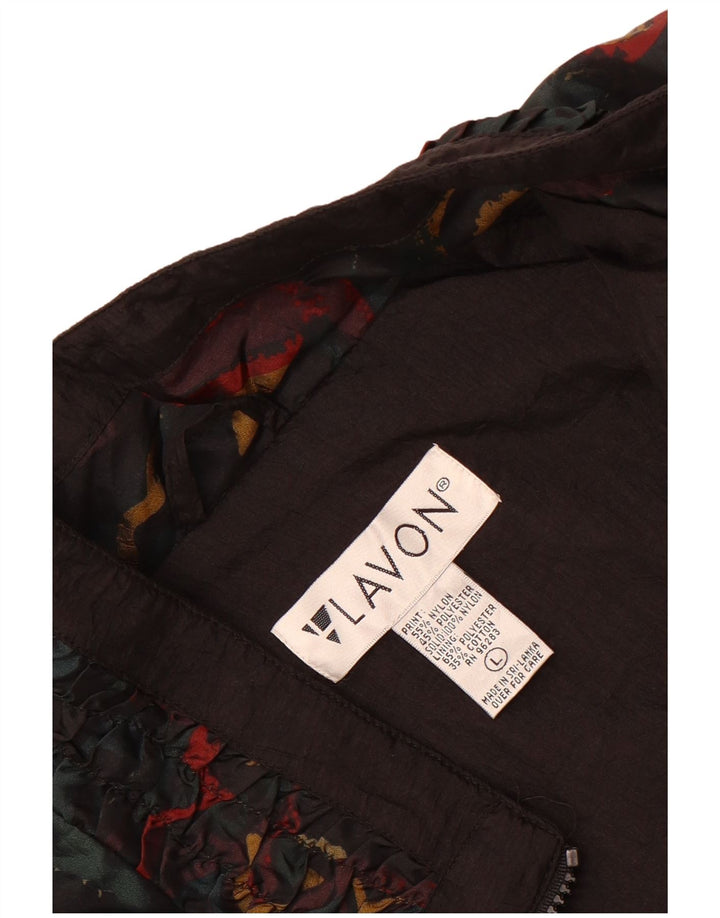 Lavon Womens Abstract Pattern Bomber Jacket UK 16 Large Black Nylon