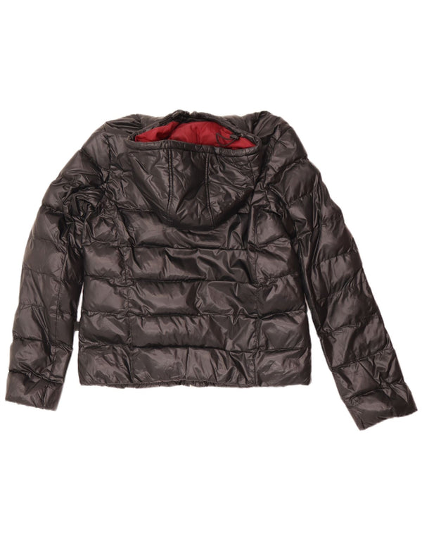 Converse Womens Hooded Padded Jacket UK 12 Medium Black Nylon