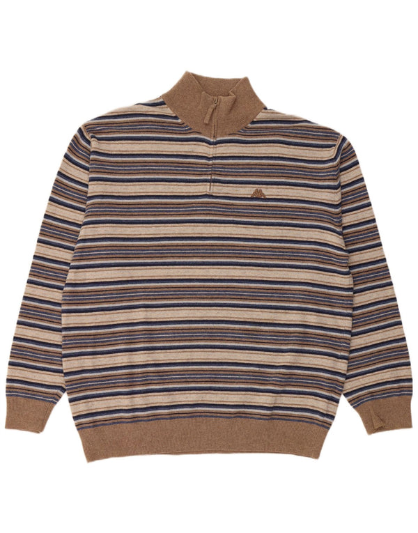 Kappa Mens Zip Neck Jumper Sweater 3XL Multicoloured Striped Wool