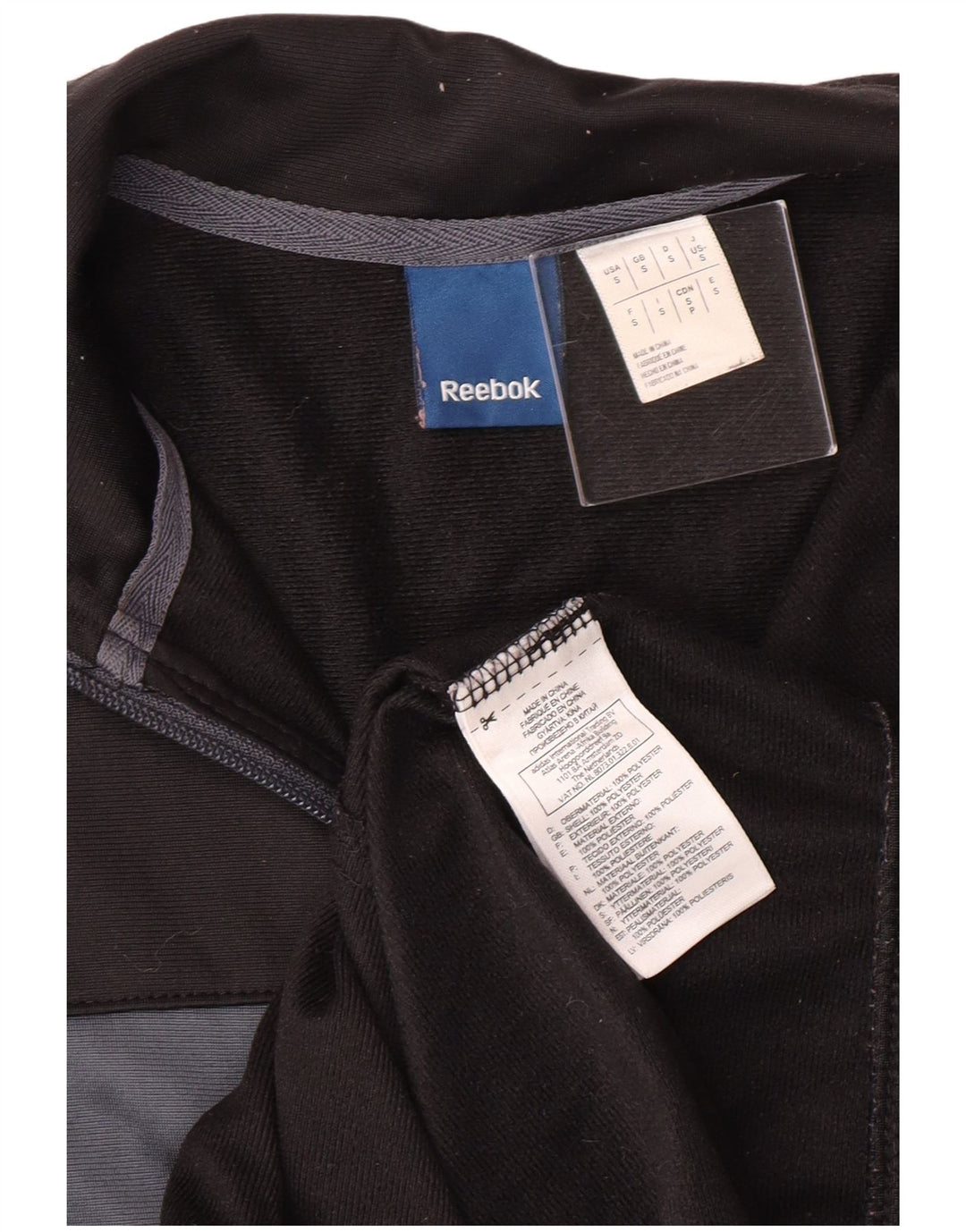 Reebok Mens Tracksuit Top Jacket Small Black Colourblock Polyester